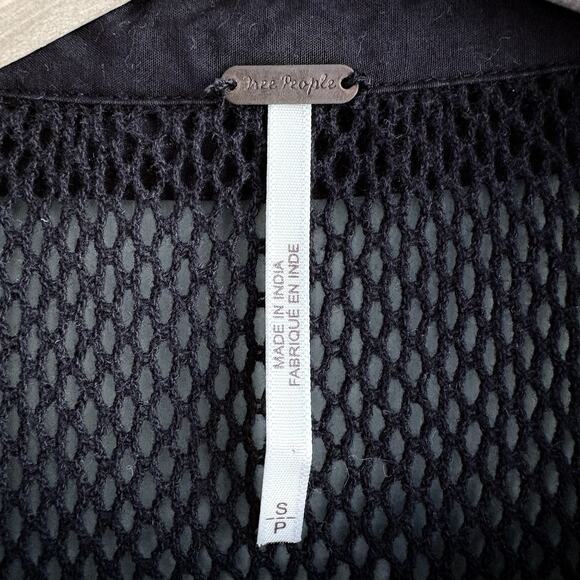 FREE PEOPLE Siggi Button Down Black Mesh Cotton Blouse Sz S Boho Goth Grunge - Picture 4 of 11